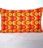 Cushion Cover 16" x 12" Oblong Pillow Case Retro Orange Red 1970s Dopamine Decor - Image 1
