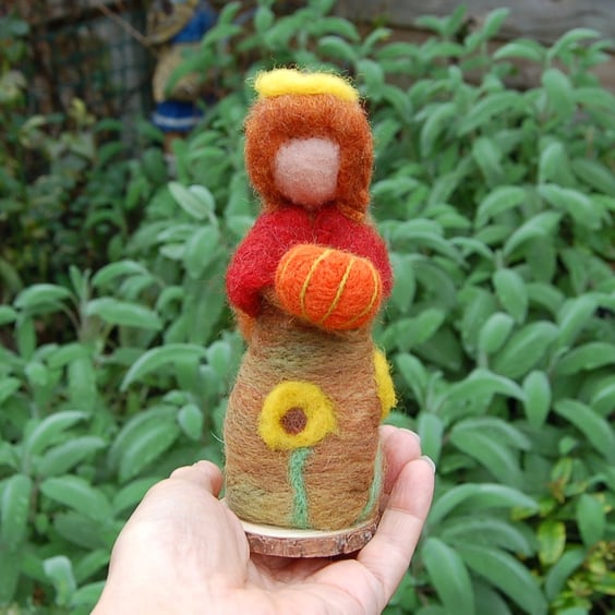 Autumn needle felted figure - Autumn decor