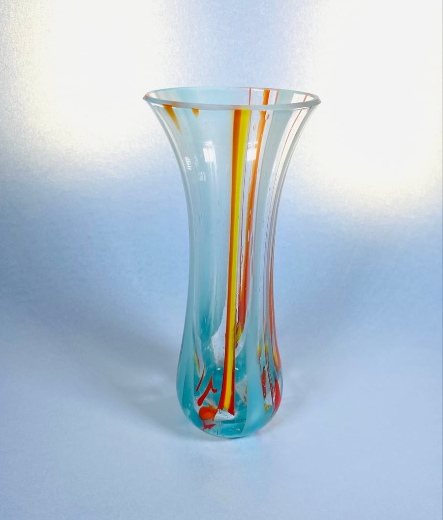 Glass kiln formed vase “summer”