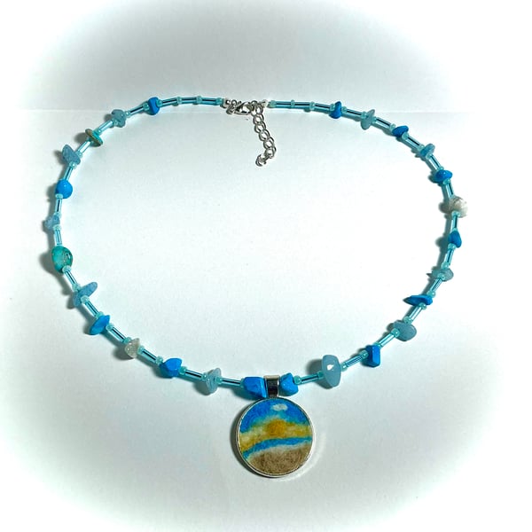 Seascape Pendant - Needlefelted Sunrise