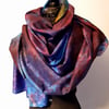 Long silk hand dyed scarf, shawl or wrap - multicolour purple blue yellow pink