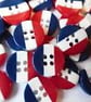 20 x 12mm  STRIPED Resin Red, White and Blue  Patriotic Buttons - Image 3