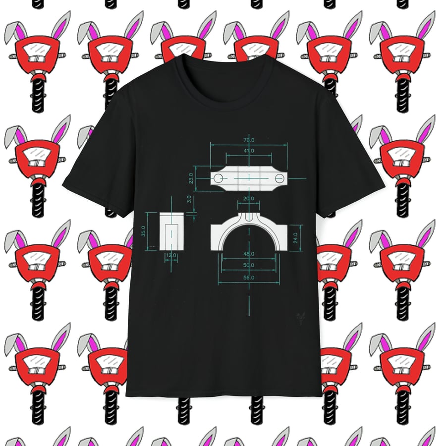Conrod Big End Rod Cap Technical Drawing Unisex Softstyle T-Shirt by Bikabunny