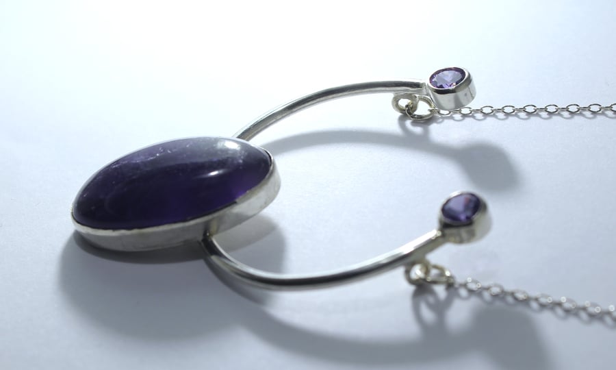 One of a kind Amethyst and Sterling Silver  pendant