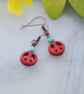 Red peace & turquoise earrings - Image 2