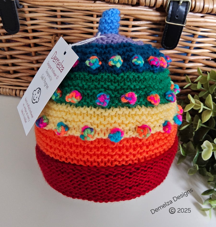 Designer Hand Knitted Baby Bobble Hat  1-2 Years Size 