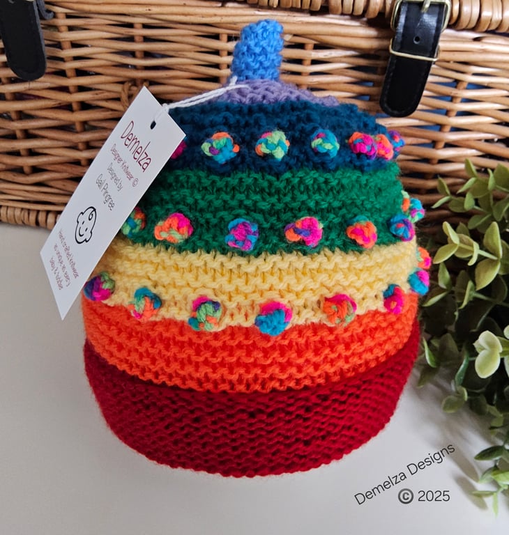 Designer Hand Knitted Baby Bobble Hat  1-2 Years Size 