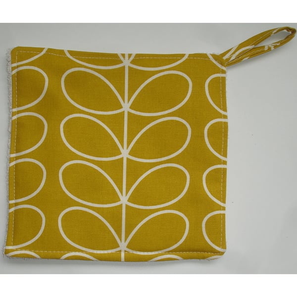 Pot Holder Potholder Grab Mat Kitchen Cookware Pad Mustard Yellow Stem Leaves