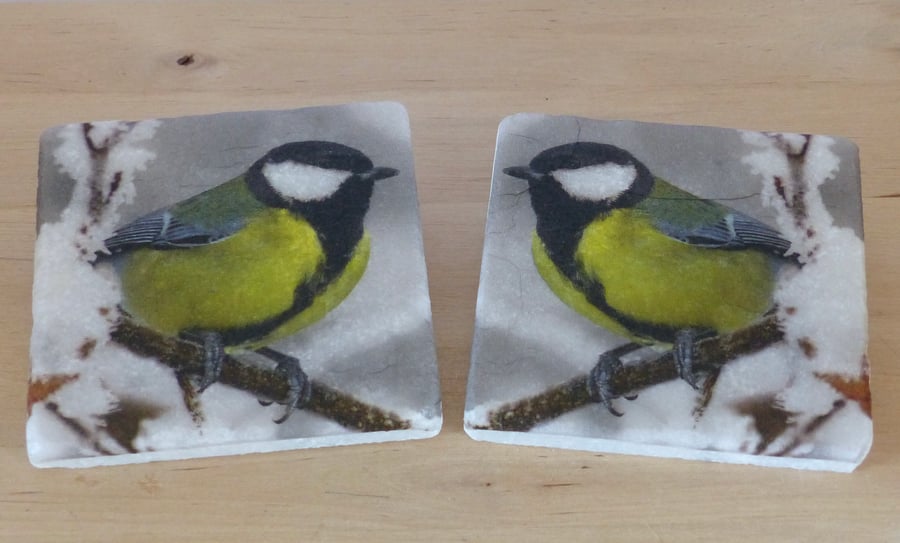 Marble 'Great Tit' Coasters