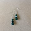 Green and blue gemstone silver earrings ( Slim Exotic mix )