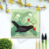 The Strawberry Thief Card - blackbird, birthday, summer