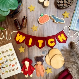 Witch Magic School Red & Gold House Colours Mini Bunting Garland