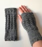 Fingerless Gloves Mittens Wrist Warmers in Mustard Tweed Aran Wool - Image 7