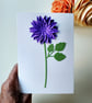 Purple Dahlia - Flower Shop Moments, Blank Handmade Floral Card 