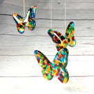 Hanging fused glass butterflies ( garden or home) 