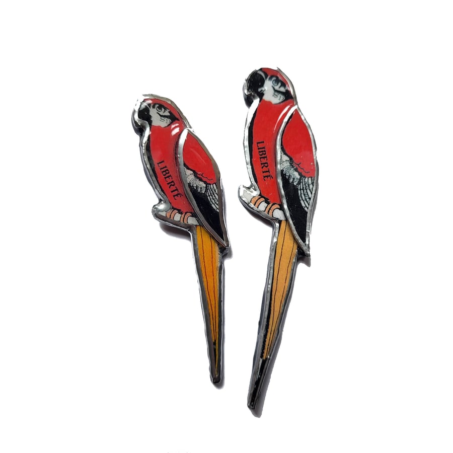 Whimsical Statement Exotic Parrot Macaw Bird Brooch by EllyMental
