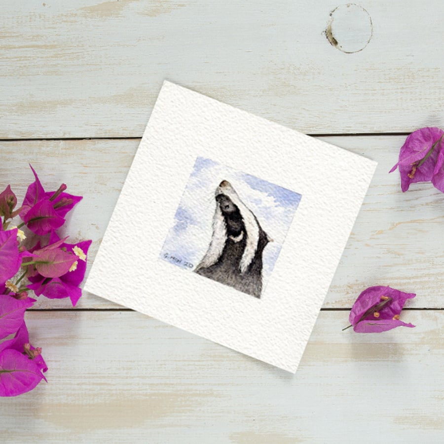 Original Watercolour Miniature - Badger painting