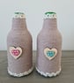 Set Of 2 Neutral Rope Wrapped Bottles-Heart Detail-Rustic Home Decor - Image 1