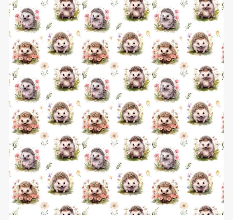 polycotton fabric material 3d digitally printed hedgehogs animals super cute