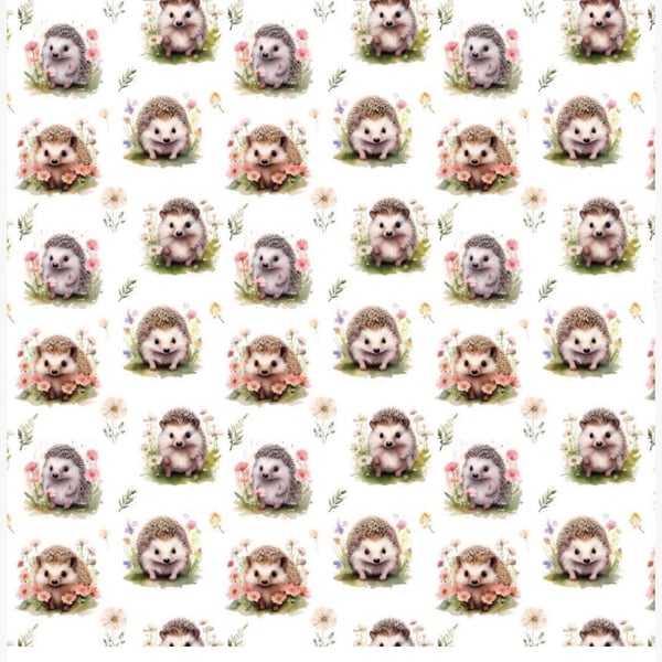 polycotton fabric material 3d digitally printed hedgehogs animals super cute