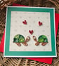Unique Little Quilled Tortoises Love Card, Blank Card, Valentine Size 5" x 5"