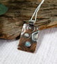 Sterling Silver and Copper Necklace with Silver Flower and Amazonite Gemstone - Image 5