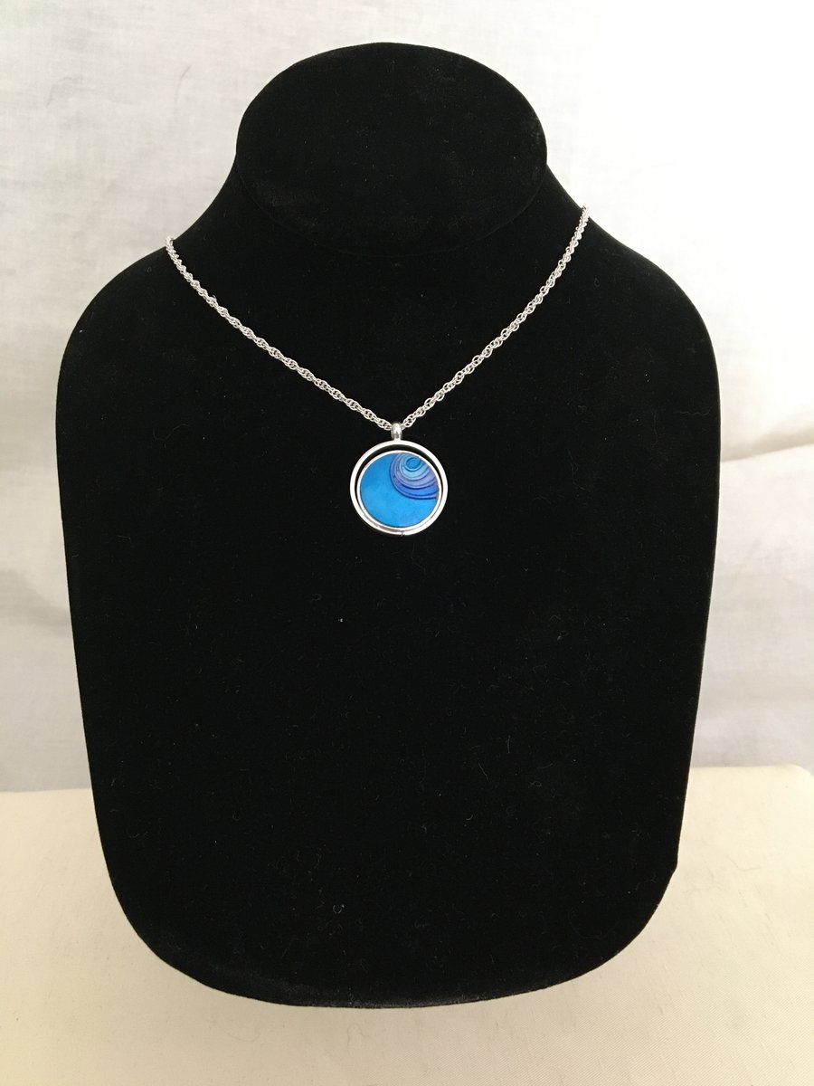 Bold Blue Off-set Round Pendant