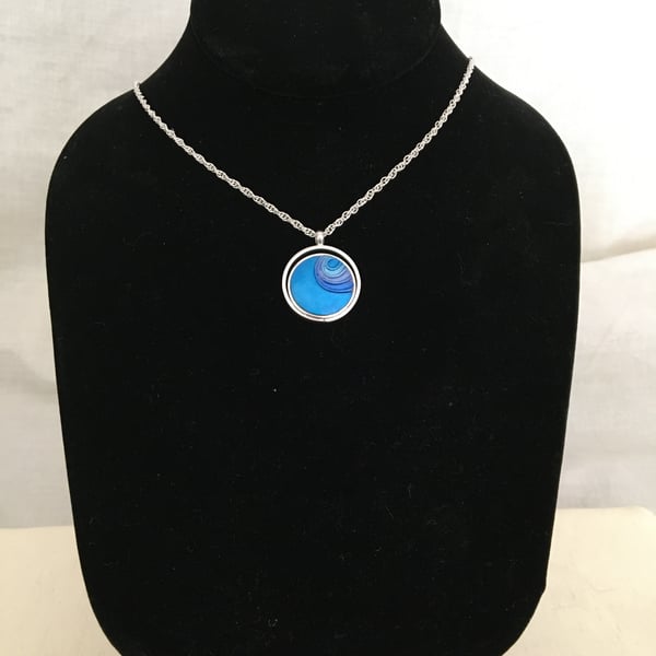 Bold Blue Off-set Round Pendant