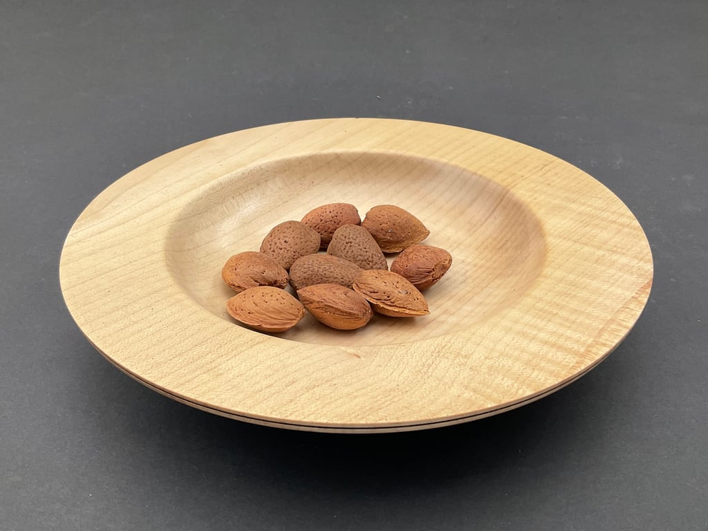 Sycamore bowl with wide brim and edge detail