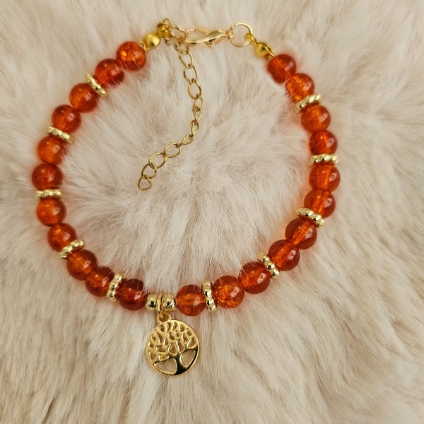 Elegant Amber Tree of Life Bracelet 