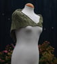 Triangular lace shawl in moss green cotton yarn - design A197 - Image 5