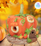 Pumpkin cottage clay fairy house. Fairy house. Pumpkin fairy house. - Image 3