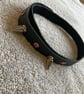 Black leather choker with 2 Spikes and 3 Pink Gemstones - Image 6