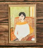 Woman in Armchair Greeting Card- Large A5 Portrait Card Frameable Mini Art Print