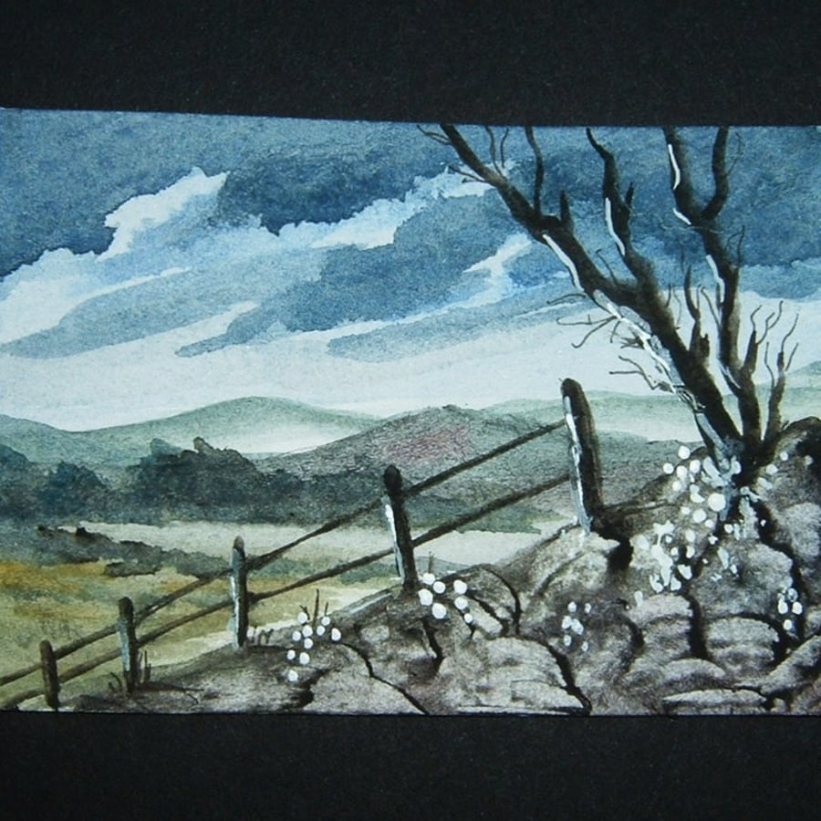 aceo mountain view watercolour art painting ref 231