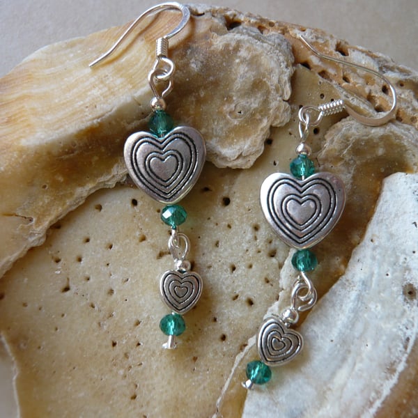 Tibetan Silver Heart Earrings