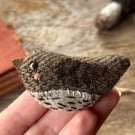 Song Thrush - Embroidered wool brooch