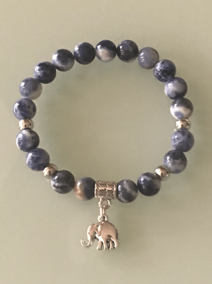 Elephant Blue Sodalite Gemstone Crystal Healing Bracelet, Woman Gift, Jewellery