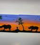 Original rhino paintings set of 2 wildlife sunset art with mini easels  - Image 6