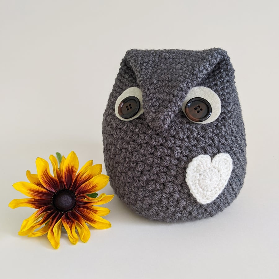 Owl-Shaped Doorstop in Grey