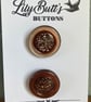 2 Vintage Bronze Buttons with Glitter Centres 3.7 cm - Image 1
