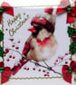 Hand Crafted Decoupage Chistmas Card - Happy Christmas (3361) Robin Wearing Hat
