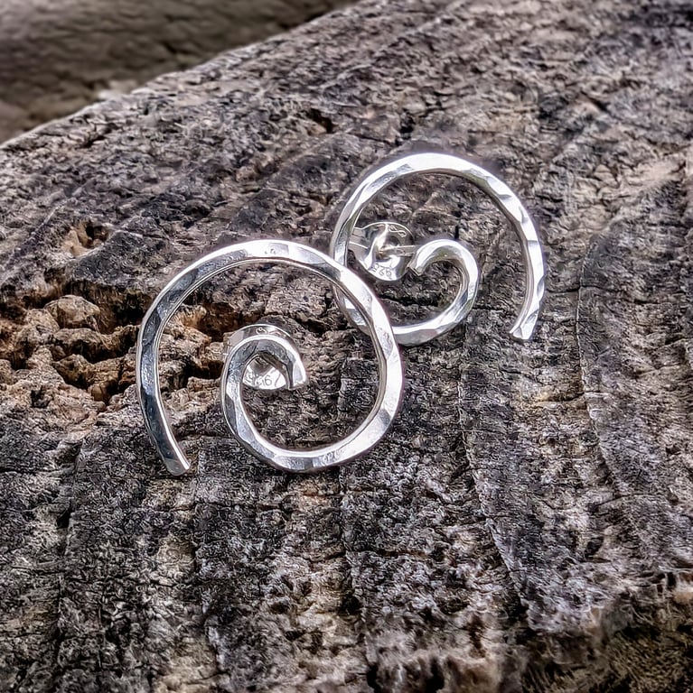 Recycled Sterling Silver Spiral Stud Earrings
