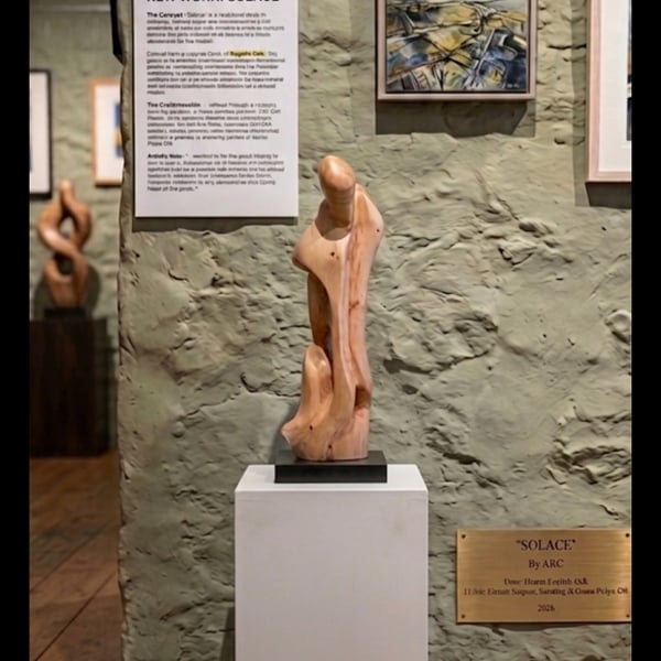 Solace abstract wood carved sculpture 