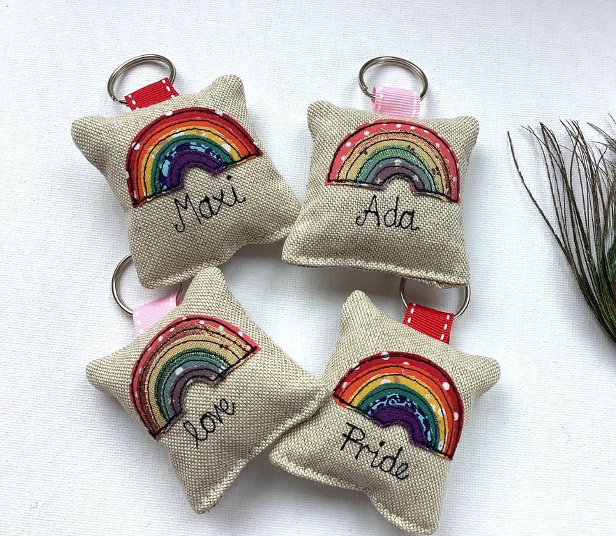Rainbow Keyring - Optional Lavender Scent - Personalised - Custom Pride Keychain