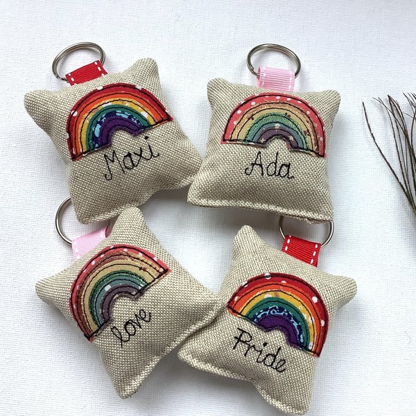 Rainbow Keyring - Optional Lavender Scent - Personalised - Custom Pride Keychain