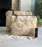 Toiletries Pouch Bag Set- Champagne Chenille Two Pouch Set with Silk Lining