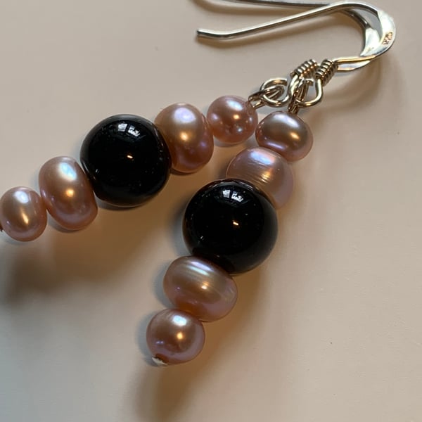  Pearl and sterling silver earrings.  Handmade  