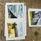 Set of 3 Handpainted watercolour landscapes
