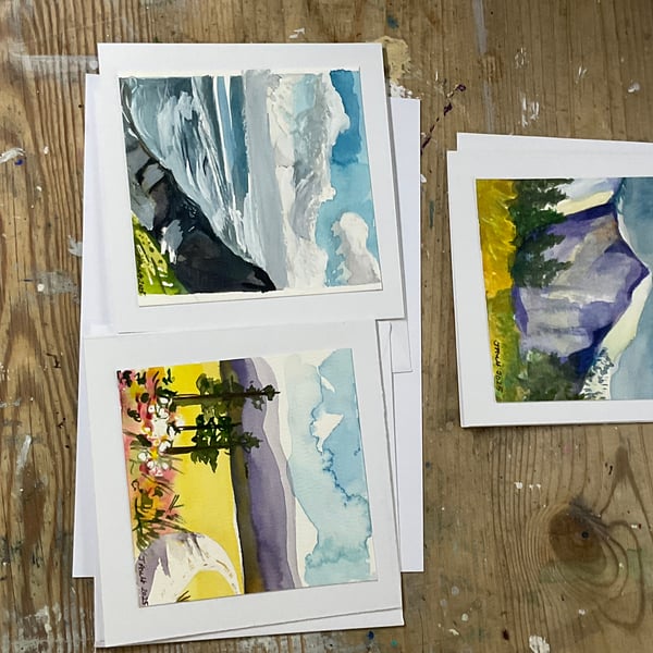 Set of 3 Handpainted watercolour landscapes